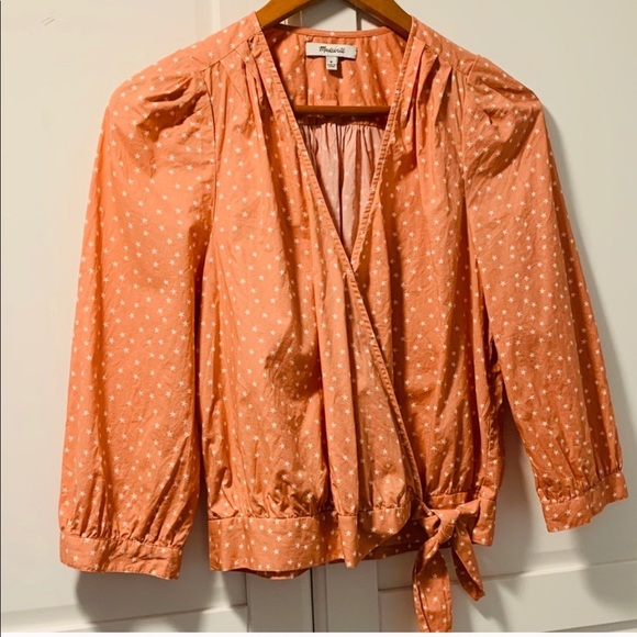 Madewell Star Scatter Wrap Top in Peach - Picture 2 of 5